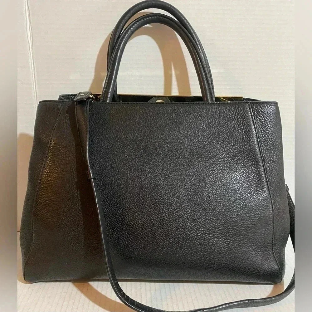 Halston calf fur & leather satchel handbag